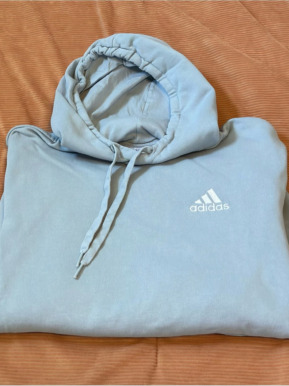 adidas Powder Blue Pullover Hoodie with White Logo